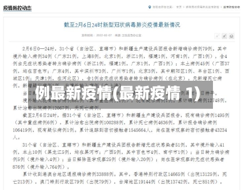 例最新疫情(最新疫情 1)