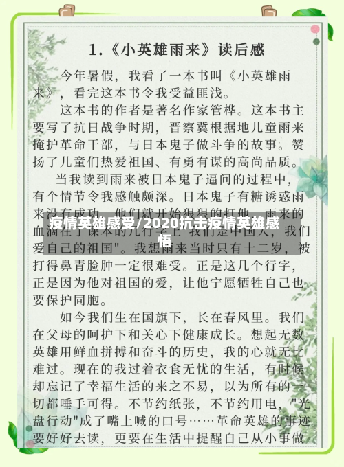 疫情英雄感受/2020抗击疫情英雄感悟