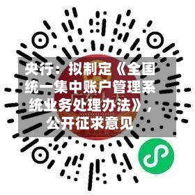 央行：拟制定《全国统一集中账户管理系统业务处理办法》，公开征求意见-第2张图片