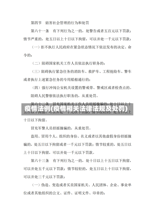 疫情法例(疫情相关法律法规及处罚)