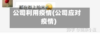 公司利用疫情(公司应对疫情)-第2张图片