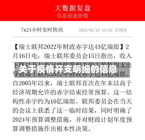 关于疫情开支明细的信息