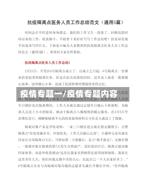 疫情专题一/疫情专题内容