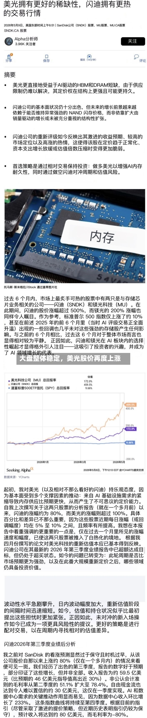 大盘整体稳定	，美光股价再度上涨-第2张图片