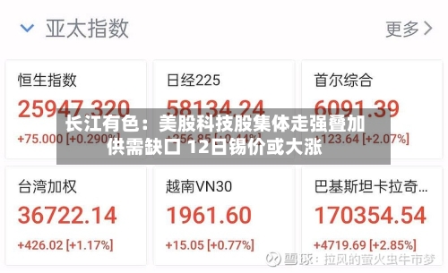 长江有色:美股科技股集体走强叠加供需缺口 12日锡价或大涨-第2张图片