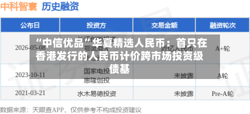“中信优品	”华夏精选人民币：首只在香港发行的人民币计价跨市场投资级债基-第3张图片