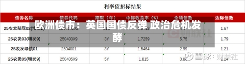 欧洲债市：英国国债反弹 政治危机发酵-第2张图片