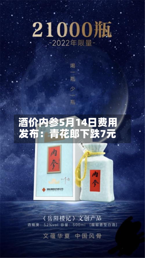 酒价内参5月14日费用发布：青花郎下跌7元