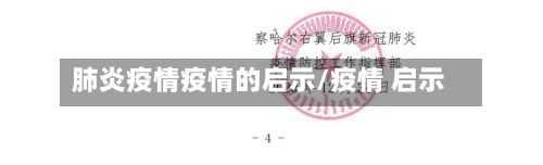 肺炎疫情疫情的启示/疫情 启示