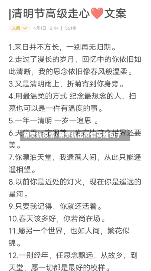 祭奠抗疫情/祭奠抗击疫情英雄句子