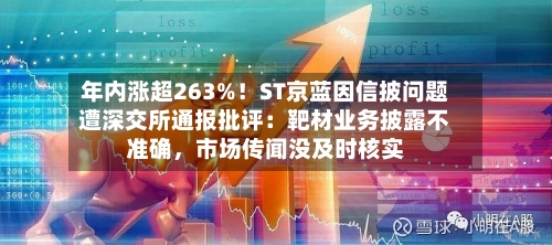年内涨超263%！ST京蓝因信披问题遭深交所通报批评：靶材业务披露不准确，市场传闻没及时核实