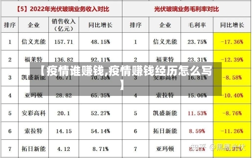 【疫情谁赚钱,疫情赚钱经历怎么写】