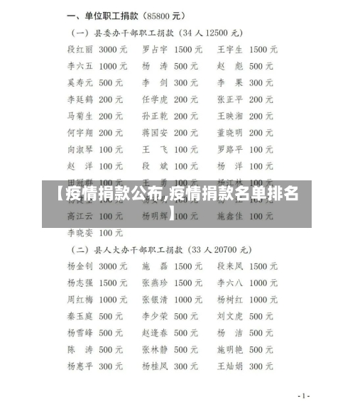 【疫情捐款公布,疫情捐款名单排名】