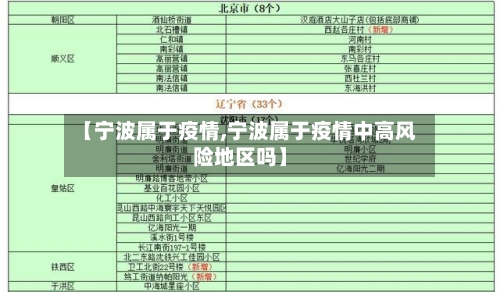 【宁波属于疫情,宁波属于疫情中高风险地区吗】