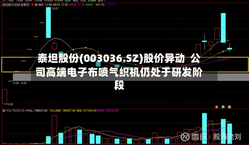泰坦股份(003036.SZ)股价异动  公司高端电子布喷气织机仍处于研发阶段