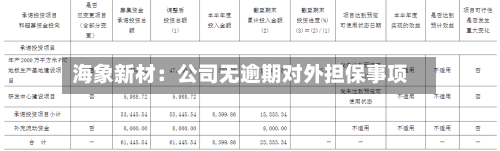海象新材：公司无逾期对外担保事项
