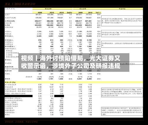 视频丨海外讨债陷僵局，光大证券又收警示函，涉境外子公司及研报违规