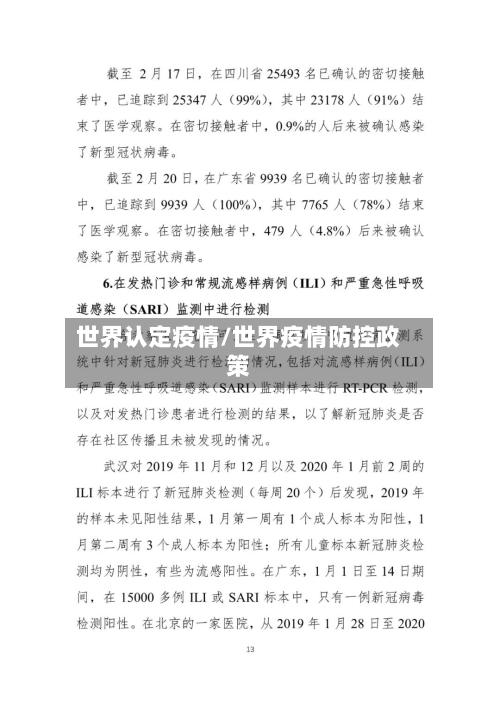 世界认定疫情/世界疫情防控政策
