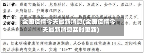 全国疫情今天最新消息(全国疫情今天最新消息实时更新)