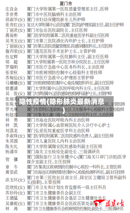 隐性疫情(隐形肺炎最新消息)