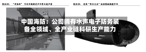 中国海防：公司拥有水声电子防务装备全领域、全产业链科研生产能力