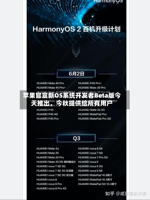苹果官宣新OS系统开发者Beta版今天推出，今秋提供给所有用户