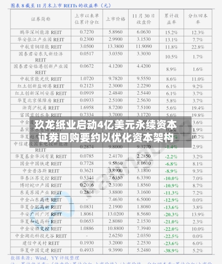玖龙纸业启动4亿美元永续资本证券回购要约以优化资本架构