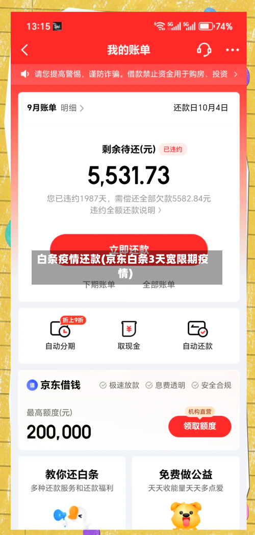 白条疫情还款(京东白条3天宽限期疫情)