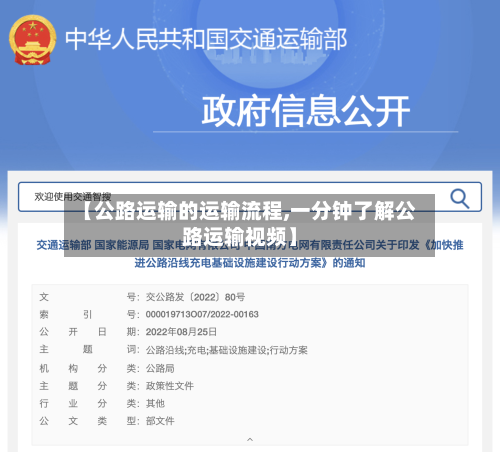 【公路运输的运输流程,一分钟了解公路运输视频】
