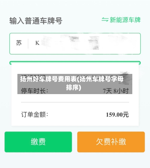 扬州好车牌号费用表(扬州车牌号字母排序)