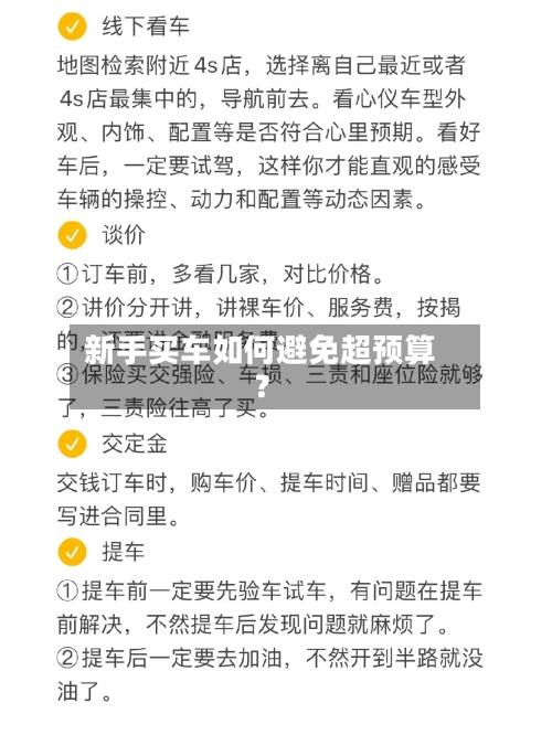 新手买车如何避免超预算？