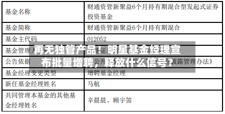 再无独管产品！明星基金经理宣布批量增聘，释放什么信号？
