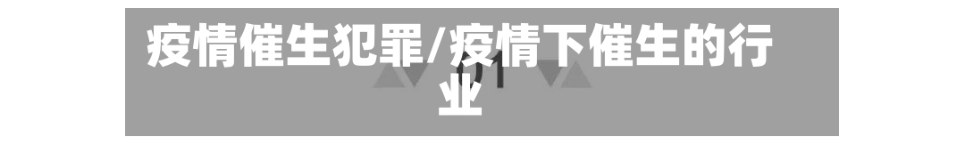 疫情催生犯罪/疫情下催生的行业