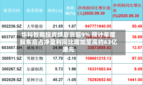 华科智能投资绩后涨超9% 预计年度股东应占净盈利同比增加至高约63亿港元-第1张图片