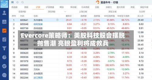Evercore策略师：美股科技股会摆脱抛售潮 亮眼盈利将成救兵