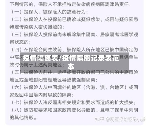 疫情隔离表/疫情隔离记录表范本