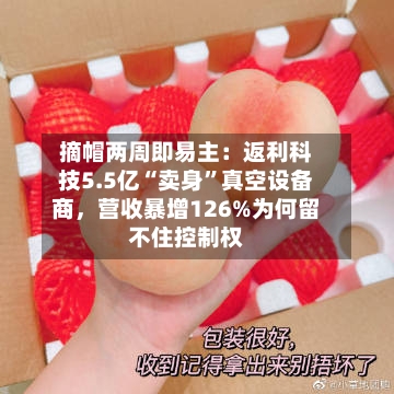 摘帽两周即易主：返利科技5.5亿“卖身”真空设备商，营收暴增126%为何留不住控制权