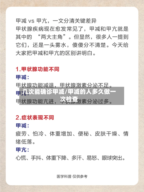 几次能确诊甲减/甲减的人多久做一次检查
