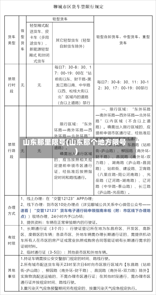 山东那里限号(山东那个地方限号)