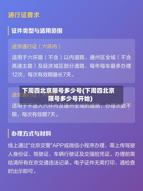 下周四北京限号多少号(下周四北京限号多少号开始)
