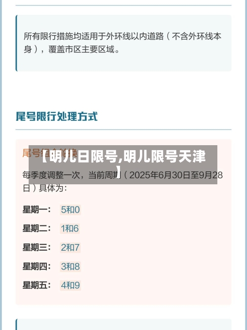 【明儿日限号,明儿限号天津】
