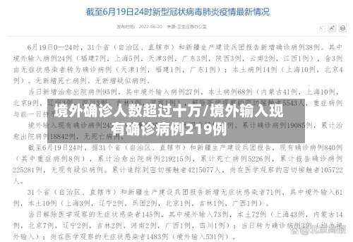 境外确诊人数超过十万/境外输入现有确诊病例219例