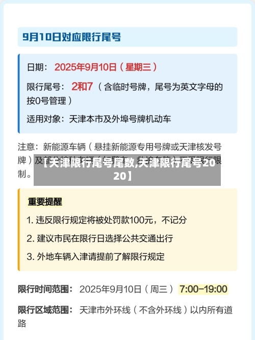 【天津限行尾号尾数,天津限行尾号2020】