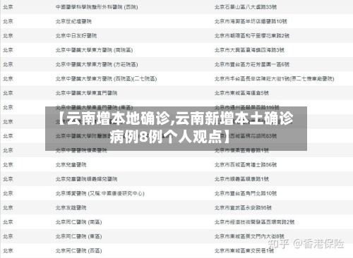 【云南增本地确诊,云南新增本土确诊病例8例个人观点】