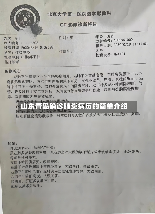 山东青岛确诊肺炎病历的简单介绍