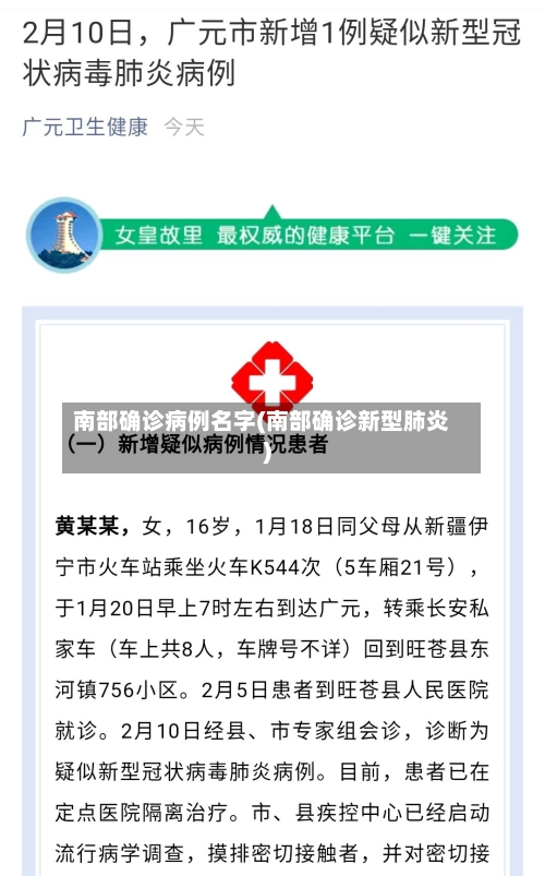南部确诊病例名字(南部确诊新型肺炎)