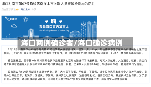 海口两例确诊者/海口确诊病例