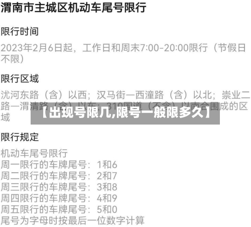 【出现号限几,限号一般限多久】