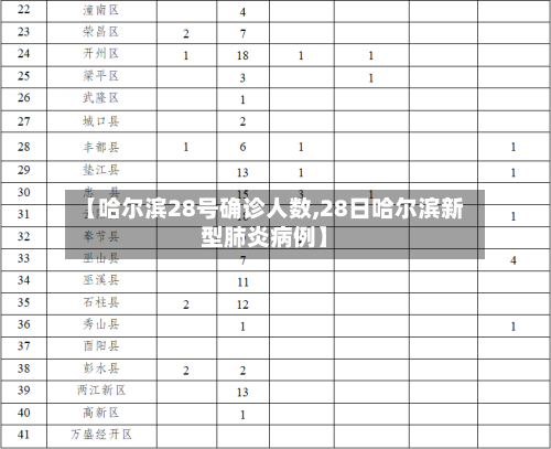 【哈尔滨28号确诊人数,28日哈尔滨新型肺炎病例】