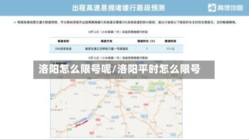 洛阳怎么限号呢/洛阳平时怎么限号